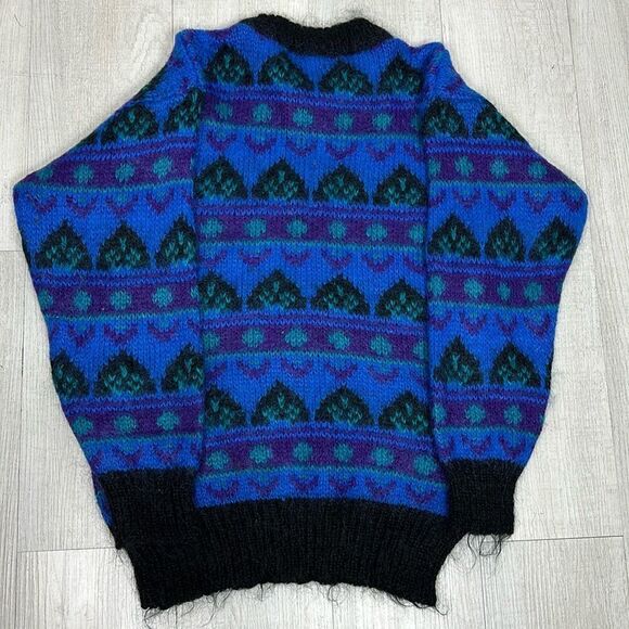Gallagher Vintage Mohair Blend Geo Pattern Fuzzy Sweater Size S - Picture 3 of 7